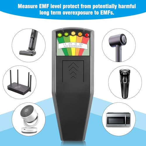 K2 EMF Meter Handheld Electromagnetic Radiation Detector 5 LED Ghost Hunting Detector EMF Magnetic Field Monitor for Office Home Ghost Hunting 50Hz-20000Hz Black