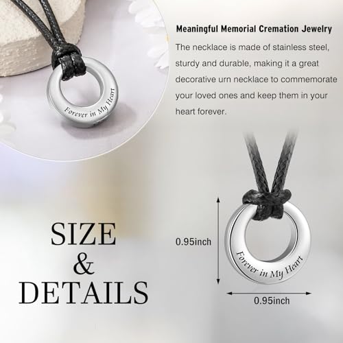 XIUDA Circle of Life Eternity Urn Necklace for Men Women Stainless Steel Cremation Jewelry for Ashes Memorial Pendant Ash Keepsake