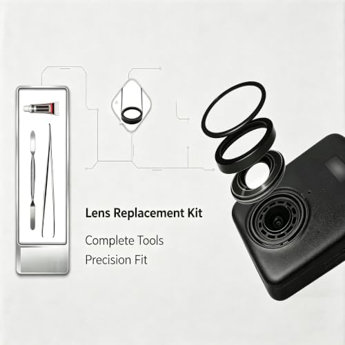 Koulele Camera Lens for DJI Osmo 360 Panoramic Action Camera Black Circular Frame with Protective Glass (2pics Lens+Tools new) 2pics lens+tools new