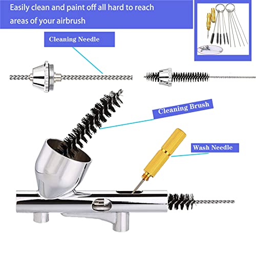 Airbrush Cleaning Kit AILHOMEWELL Airbrush Clean Pot Glass Cleaning Jar with Holder 5pc Cleaning Needles/5pc Cleaning Brushes/1 Wash Needle/3 Extra Filters Airbrush Cleaner kit Airbrush Gun Wash