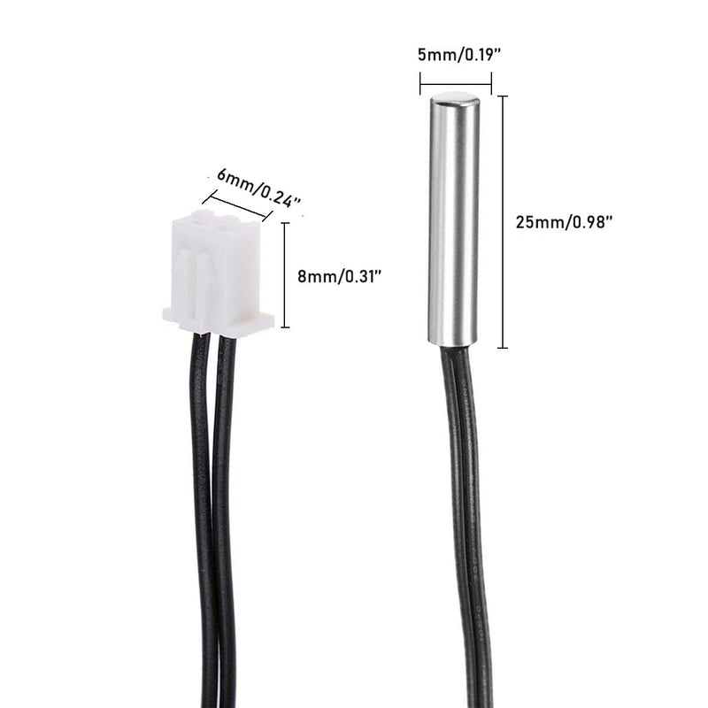[Australia - AusPower] - 10K 3950 Ohm NTC Thermistor Temperature Sensor Probe, Stainless Digital Thermal Sensor Probe Cable Length 1M with XH2.54-2P Plug for Air Conditioner (Pack of 6) (10K/1m(Stainless Digital)) 