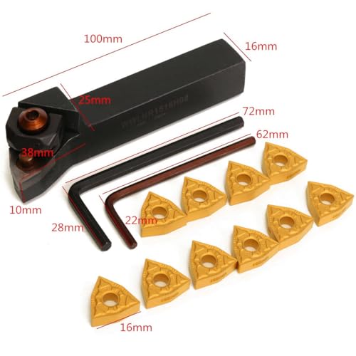 Maizoon CNC Internal Lathe Threading Boring Bar Holder WWLNR1616H08/WWLNR1616K08 16X100mm CNC Turning Tool+Wrench+WNMG080 4 Blades Stainless Steel High Grip Impact DZ15