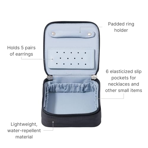 Baggallini Travel Jewelry Box - Lightweight 4.7”x4.7”x1.9” Travel Jewelry Case One Size French Navy