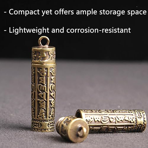 1 Pack Tibetan Prayer Box Keychain Pendant for Daily Carry 1.65*0.39*0.39in