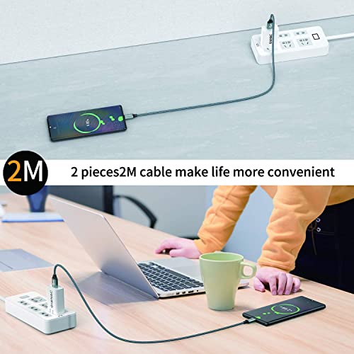 Gianac USB Type C Cable, 2 Pack 2 m + 2 m, 3 A USB C Charging Cable and Data Cable Nylon Braided Fast Charge Sync Fast Charging Cable for Samsung S10/S9/S8+, Huawei P30/P20/P10, Google Pixel, Xperia XZ | USB A to USB C Fast Charging Cable for iPhone 17...