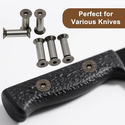 Waziaqoc black knife handle screws and rivets, 10-pack screw and bolt assortment set