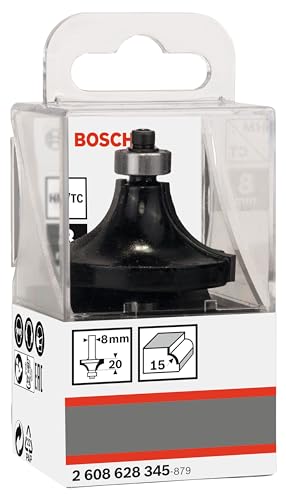 Bosch Professional Round Milling Cutter Standard for Wood (for wood, radius 15 mm, working length 20 mm, total length 66 mm, accessory hand mill) R1 15 mm, L 21.6 mm