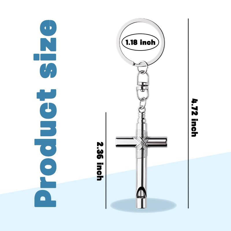 Guqqeuc Christian Birthday Gifts for Christians Women Men Cross Whistle Keyring for Car Keys Bag Survival Emergency Whistle Keyring for Christians Religious Gifts for Daughter Son Christmas Gifts