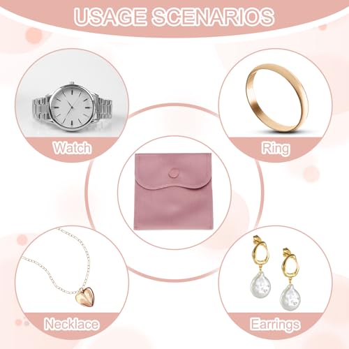 PATIKIL 6x4 Inch Velvet Jewelry Pouches, 12 Pcs Jewelry Packaging Gift Bags with Snap Button for Bracelet Necklace Rings Watch, Pink