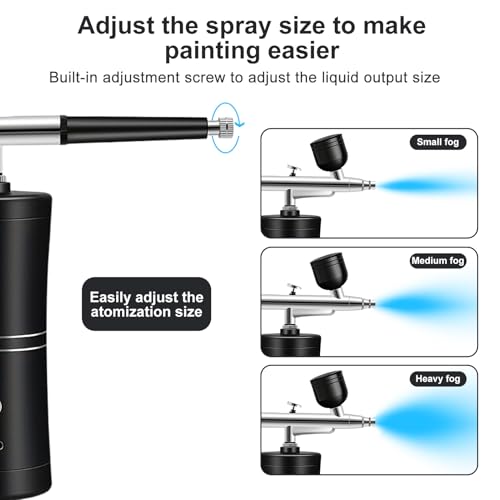 Portable Airbrush with Compressor, Rechargeable Dual Action Air Brush Spray Gun Kit with 10CC 20CC 40CC Cups and Painting Brushes for Nail Art Painting