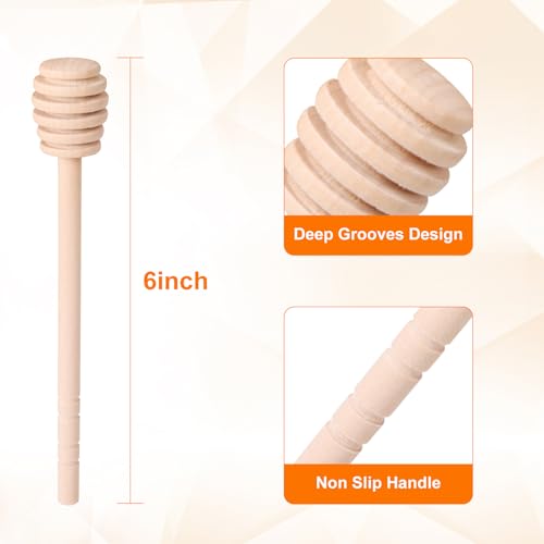 100 PCS Wooden Honey Sticks Dipper 6 Inch, Mini Honeycomb Honey Stirrer 6 Inch 100 Pcs