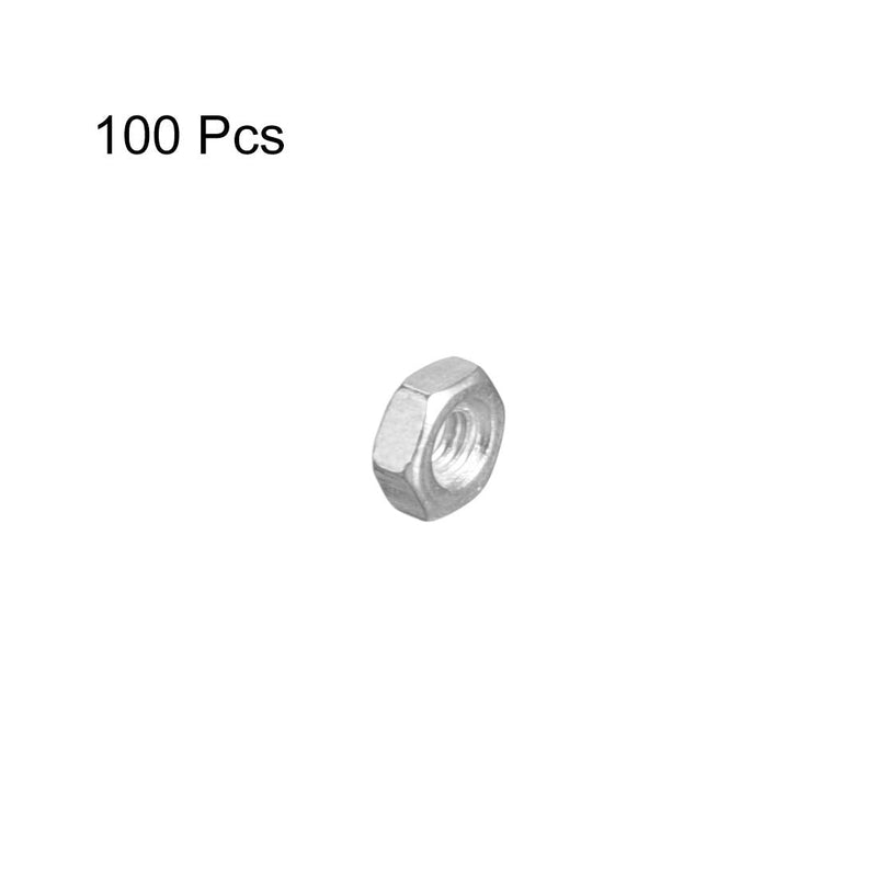 [Australia - AusPower] - uxcell Hex Nuts, M2.5x0.45mm Metric Coarse Thread Hexagon Nut, Carbon Steel, Pack of 100 (Silver Tone) 