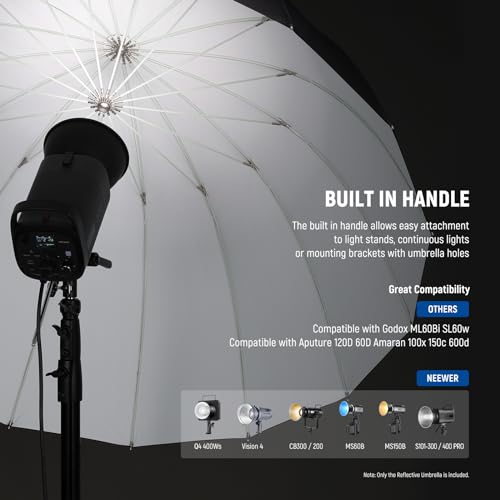 NEEWER 41"/104cm Parabolic Reflective Umbrella Photography with White Inner, Soft Lighting with Diffuser Cover, Bag, Quick Fold for Camera Photo Studio Video Light Shooting Monolight Flash, NS1U 41"