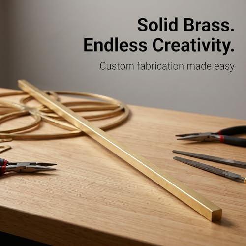 NINGWAAN brass flat bar, 1/4 x 1/4 x 11.8 inch solid mill stock for decoration and handicrafts