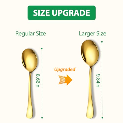 Serving Spoons Set, 6PCS, 10-Inch, Includes 6 Large Spoons, Gold 6 Piece Set - All Large