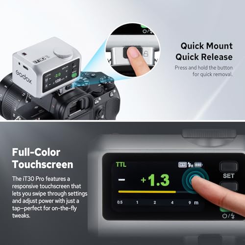 Godox iT30Pro-S iT30 Pro Flash for Sony, iT30Pro S Touchscreen Speedlite iT30Pro S (Silver)