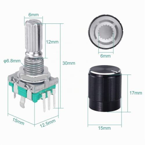5 Set 360 Degree Rotary Encoder Module EC11 Digital Potentiometer Rotary Encoder, Rotary Encoder, 5 Pin with Switch and Knob for Automotive Electronics Multimedia Audio