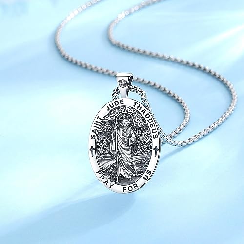 Vito 925 Sterling Silver Saint and Archangels Necklace for Women Men St Jude-Silver