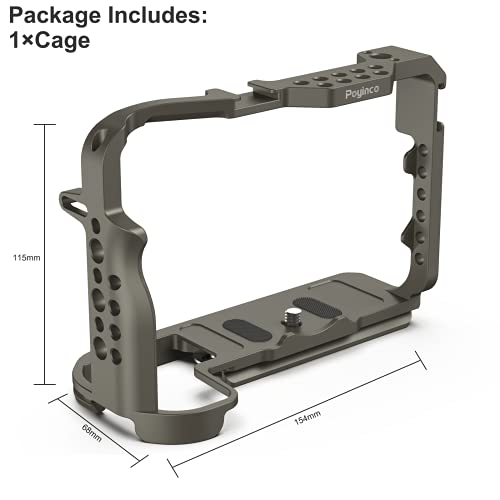 PoyincoR5 / R5 C / R6 Cage for Canon R5 R6 R5 C, Aluminum Alloy DSLR Rig Stabilizer with Cold Shoe, 1/4"&3/8" Threaded Holes for Filmmaking and Video Shooting