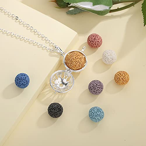 INFUSEU Aromatherapy Gifts Sunflower Necklaces for Women Essential Oil Diffuser Jewelry Lava Rock Stone Pendant Aroma Perfume Spiritual Items for Meditation Yoga