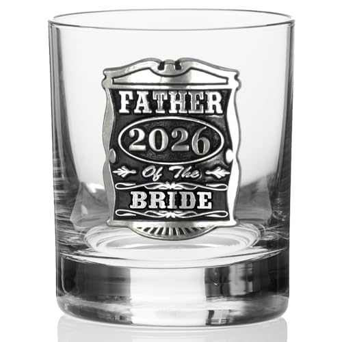 English Pewter Company 11oz Father Of The Bride Tumbler Old Fashioned Whisky Rocks Glass Personalised With Your Year – Perfect Wedding Party Gifts For Your Groomsmen – Gift Box [WD005]