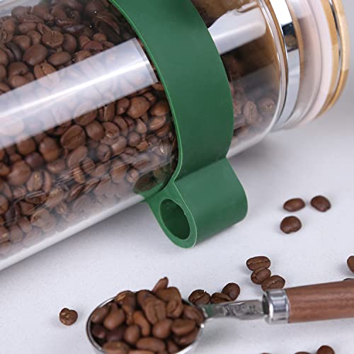 KKC Vacuum Sealed Coffee Bean Storage Container with Scoop,Airtight Glass Container Jar with Hinged Lid and Spoon for Ground Coffee,Loose Leaf Tea,Brown Sugar,Nut,Oatmeal,54 Fl oz 54 Floz + Scoop +Silicon sleeve