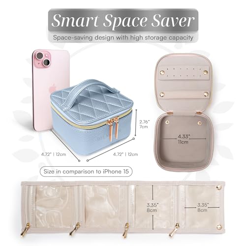 Mothers Day Gifts - Travel Jewelry Case Organizer - Anti Tangle Storage Organizer - Portable Jewelry Travel Case - Jewelry Box - Jewelry Travel Case For Women (Sky Blue) Sky Blue