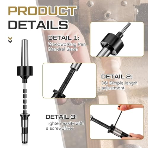 2MT Pen Spindle for Wood Lathe Pen Rotary Tool with Spindle Saver and 5 Bushings Wood Rotary Pen Kit