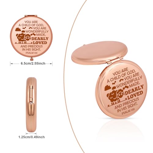 Inspirational Christian Gift for Women Pocket Makeup Mirror for Her Christian Baptism Gifts Religious Bible Gifts for Women Best Friend Sister Daughter Granddaughter Compact Makeup Mirror Psalm 139