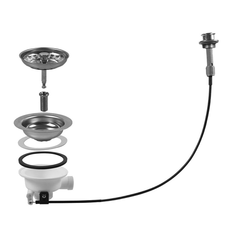 [Australia - AusPower] - Sarini Strainer Basket Eccentric Valve with Rope Rotary Drain Fitting Sink G1-1/2 Diameter 114 mm for Kitchen Sink and Dishwasher Drainage Solutions 