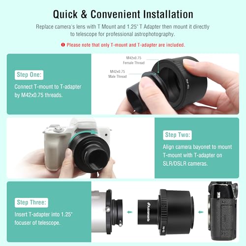 Astromania T T2 Lens Mount Ring and T Adapter for Fuji FX Camera System Ring Set for Fuji FX