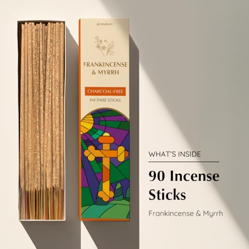 Frankincense and Myrrh 90 Luxury Incense Sticks, Christian Gifts, Aromafume