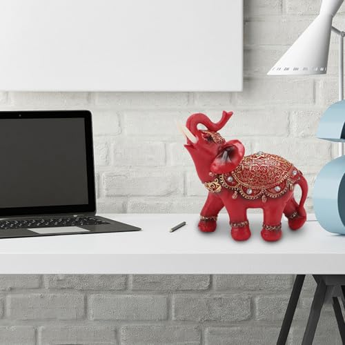 Buachois Elephant Statue, Wealth Lucky Feng Shui Figurine, Lucky Elephant Statue for Warming Present TV Cabinet Entryway Decoration (L 14.4 X 6.5 X 1.6in) L 14.4 X 6.5 X 1.6in