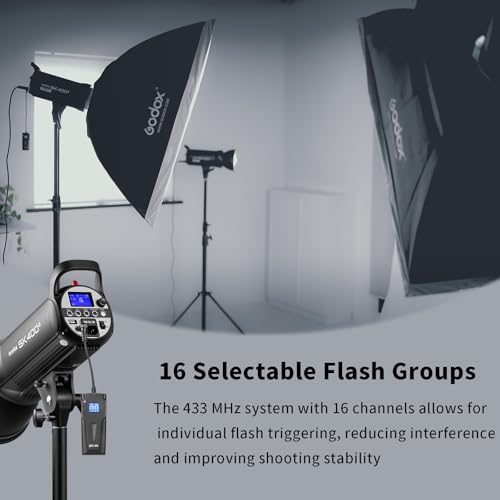 Godox RT-16 Wireless Flash Trigger Kit,2 in 1 Transmitter with Receiver for Studio Strobe Flash Photography,433MHz 16 Channels Trigger Compatible with Canon Nikon Sony Fujifilm Olympus Pentax Camera