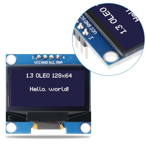3 x 1.3 Inch OLED Display I2C 128 x 64 Pixel I2C Screen Display Module, OLED Display Module for Arduino (White Sign) White