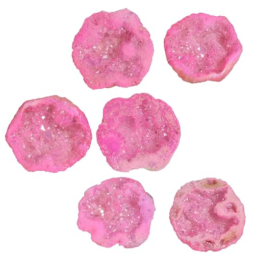 Sportmusies Irregular Titanium Coated Geode Crystal Cluster, Pink #1-pink