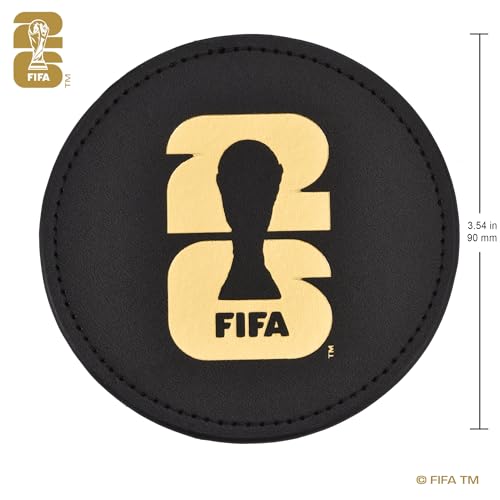 Official FIFA World Cup 2026 Edition - 8oz Whiskey Glass & Leather Coasters Gift Set - 2 of Each - Perfect for Parties, Bars, Tailgates, Mancaves & Gamedays - Once in a Lifetime Drinkware Set