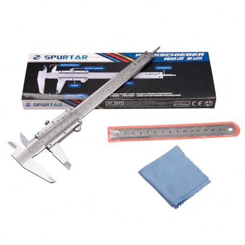Spurtar Vernier Caliper 150 mm / 6 Inch Calliper Analogue | For diameter depth step measuring accuracy: 0.02 mm / 0.001 inch for household DIY jewelry woodworking