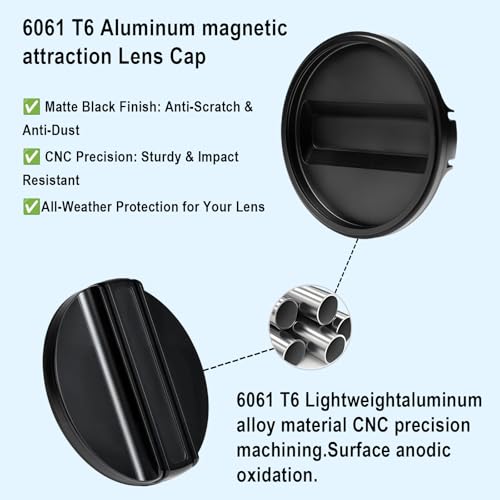 Magnetic Metal Lens Cap for Hasselblad X2DII/X2D/X1D/907 Camera XCD Series Lenses, 72mm/62mm/77mm Lens Cover Compatible XCD 3.5/90, XCD 2.5/55,XCD 2,5/55V，XCD 2,5/90V，XCD 2,5/38V，XCD 4/45P etc.