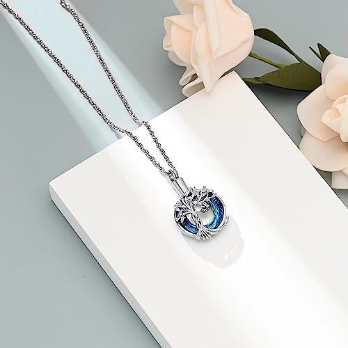 shajwo Tree of Life Cremation Urn Ashes Necklace for Women Men Silver-Blue 2