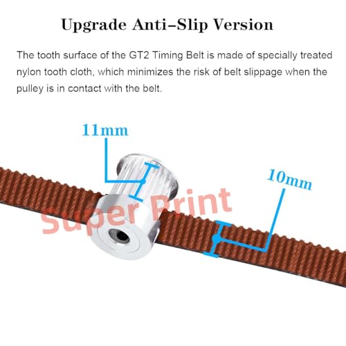 Super Print GT2 Timing Belt 10mm,GT2 Belt 10mm Width,3D Printer Open GT2 Timing Belt,Upgrade Nylon Tooth Surface Non-Slip Version for 3D Printers,CNC.(10 Meters) 10mm-10M 1