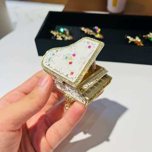 Dzrige Musical Jewelry Box for Women, Piano Music Box with Rhinestones