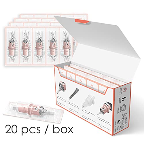 AWAKEN Needle Cartridges Dermograph Sterile Tattoo Cartridge PUM Round Liner 1 Pin Long Taper Disposable Makeup Eyebrows Lip Eyeliner Round (0.30 mm/1RLLT) 0.30 mm - long taper