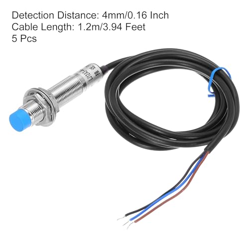 QUARKZMAN M12 Proximity Sensor NC Normally Closed PNP 1.2 m Pack of 5 | Inductive proximity switch, 4 mm detection distance, DC 6-36V, LJ12A3-4-Z/AY