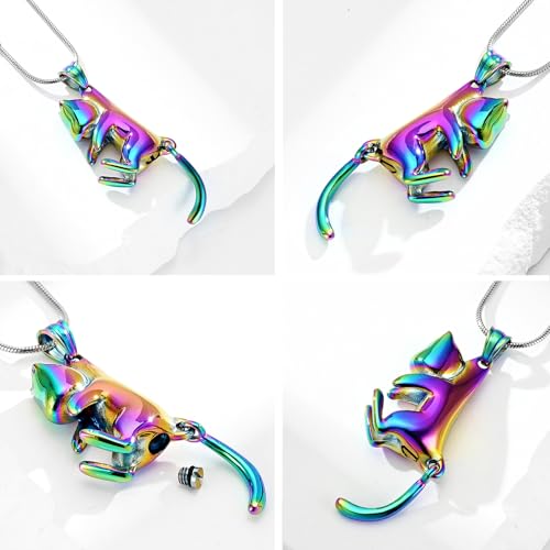 Hearbeingt Cat Urn Necklace for Ashes Pet Cremation Jewelry Ash Pendant Colorful