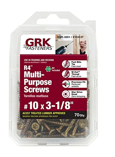 GRK R4 #10 x 3-1/8-inch wood screws, 70-count package