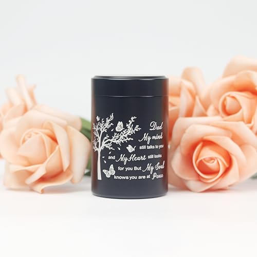 3 Inch Small Urn for Human Ashes Aluminum Mini Cremation Small Keepsake Box for Sharing Ashes Mini Urn-Dad Black-Dad