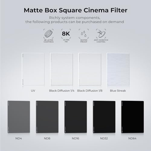 K&F CONCEPT 4" x 5.65" Square ND16 Filter Compatible with Matte Box