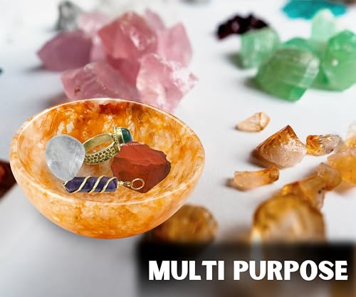 Golden Quartz Crystal Bowl - 3 Inch Decorative Bowls for Room and Home Decor - Gemstone Healing Crystals for Elegant Display, Positive Energy Balance and Gift 3 Inches Golden Quartz