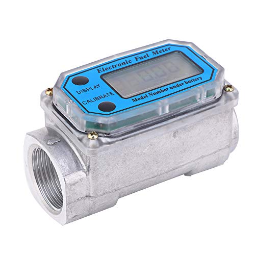 Turbine Meter Mini Digital Turbine Flow Meter Diesel Fuel Flow Meter 15-120L 1 Inch NPT (Blue)